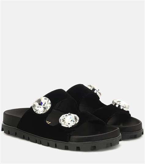 miu miu embellished velvet sandals|Black Velvet Sandals .